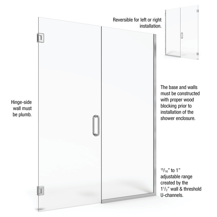 Celesta 76" High Brushed Nickel Frameless Shower Door with Clear Glass