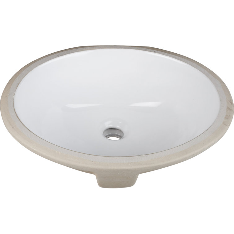 White Ceramic Oval Undermount Bathroom Sink