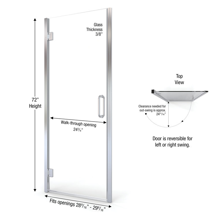 Coppia 29.56'' Chrome Framed Clear Glass Shower Door