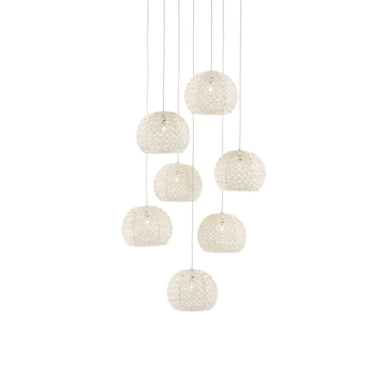 Sugar White Iron 7-Light Multi-Drop Pendant with Contemporary Silver Accents