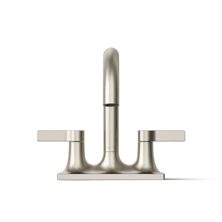 Vibrant Brushed Nickel Centerset Bathroom Faucet with Lever Handles
