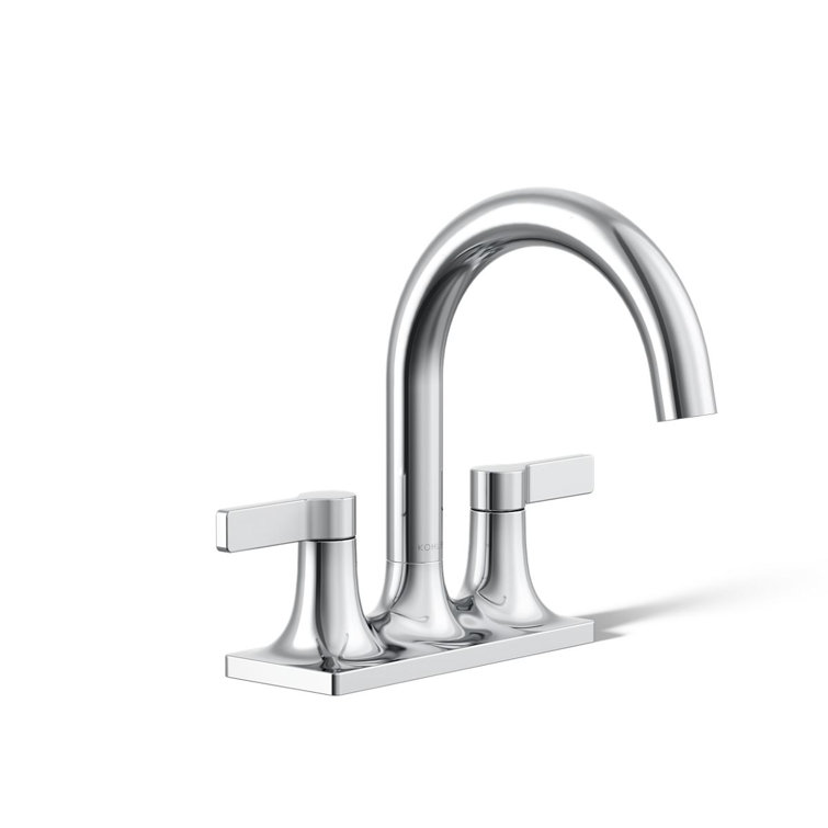 Polished Chrome Centerset Bathroom Faucet with Lever Handles