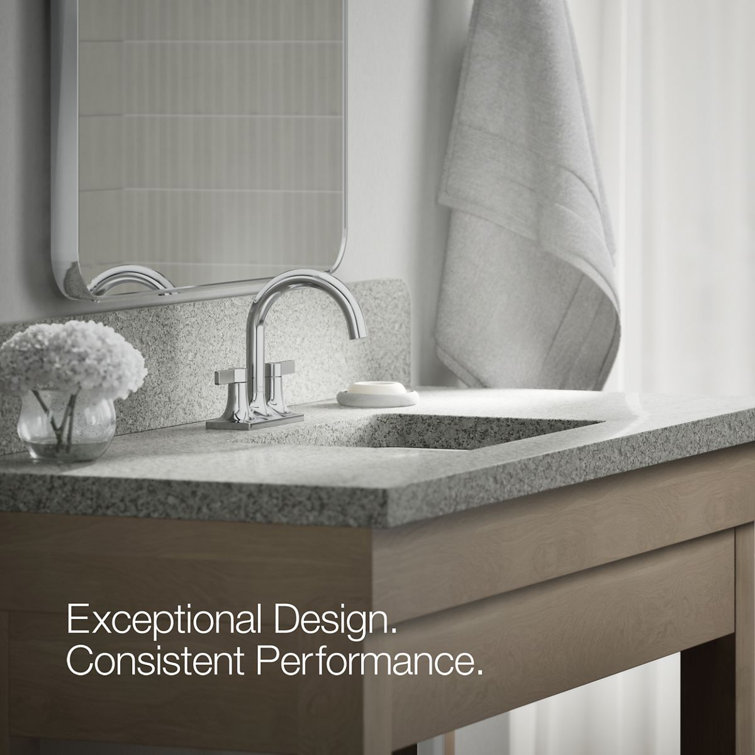 Polished Chrome Centerset Bathroom Faucet with Lever Handles