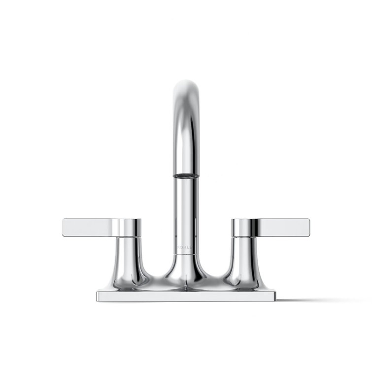 Polished Chrome Centerset Bathroom Faucet with Lever Handles