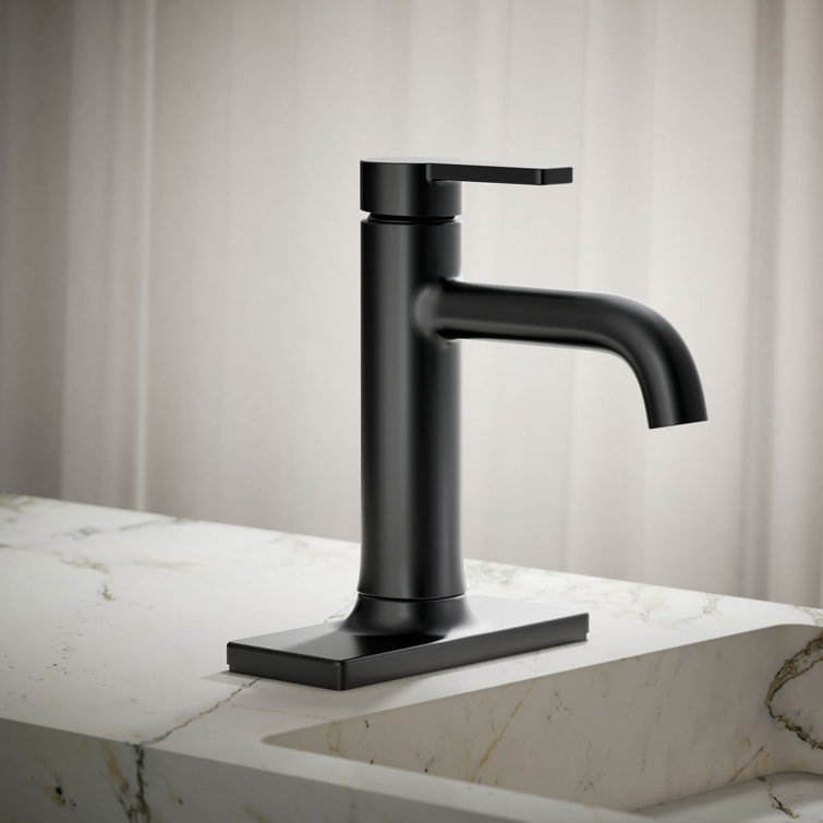 Matte Black Brass Single-Handle Bathroom Sink Faucet