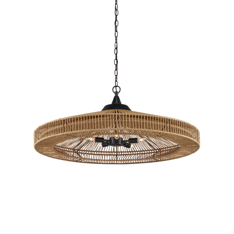 Satin Black Cage Chandelier with Artisanal Woven Frame - 5 Lights