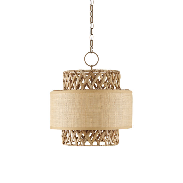 Khaki Natural Water Hyacinth Drum Pendant Light