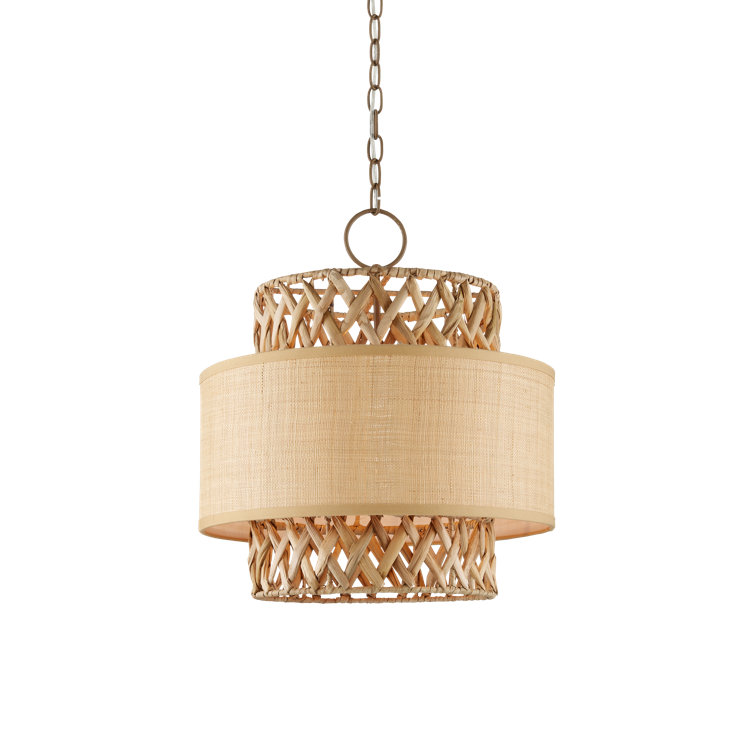 Khaki Natural Water Hyacinth Drum Pendant Light