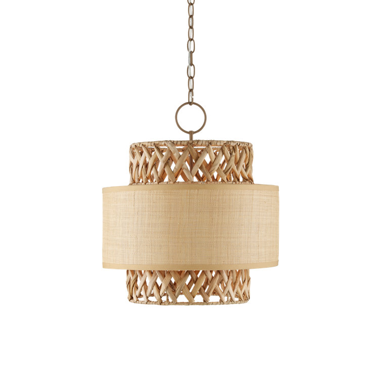 Khaki Natural Water Hyacinth Drum Pendant Light