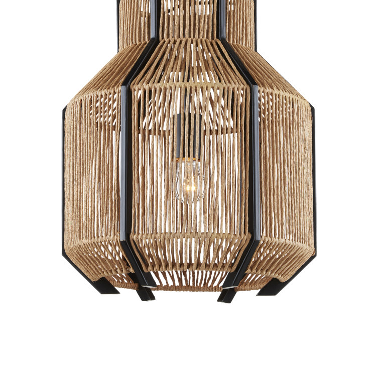 Mali Black and Natural Woven Rope Pendant Light