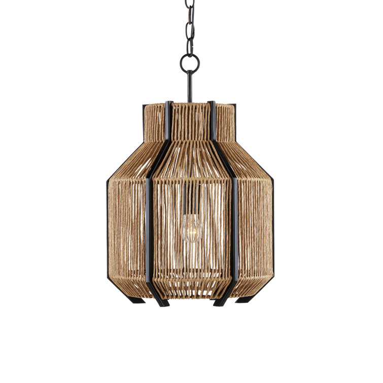 Mali Black and Natural Woven Rope Pendant Light