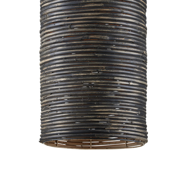 Nagano Black Rattan 1-Light Pendant with Graywash Finish