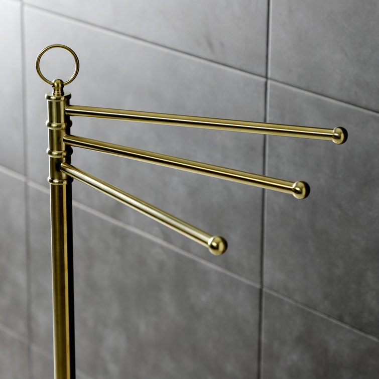 Brushed Brass Vintage Freestanding Triple Towel Rack