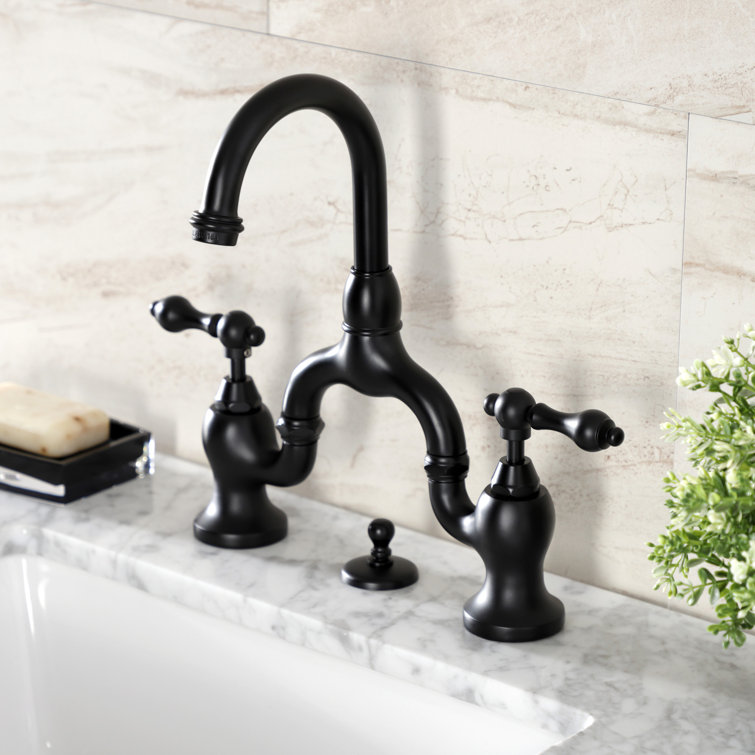 Victorian Elegance 13.5" Brass Widespread Bathroom Faucet with Drain