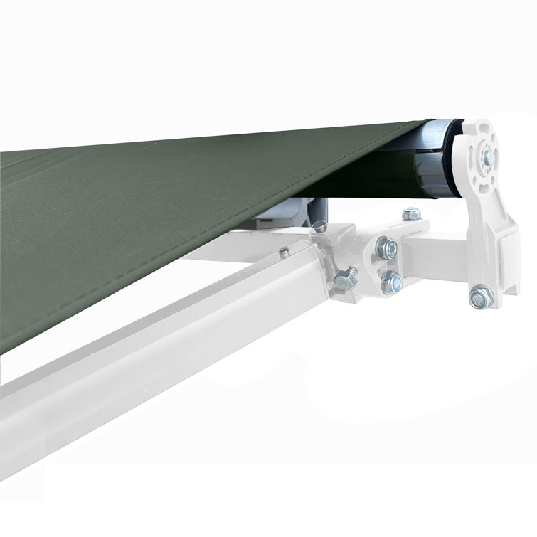 Forest Green Manual Retractable Patio Awning with White Frame