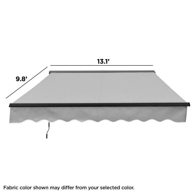 Forest Green Motorized Retractable Patio Awning with LED Lights
