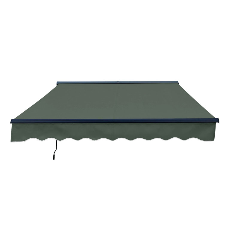 Forest Green Motorized Retractable Patio Awning with LED Lights