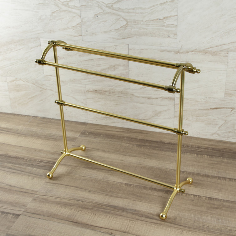 Brushed Brass Freestanding Steel Towel Rack with Multiple Rods