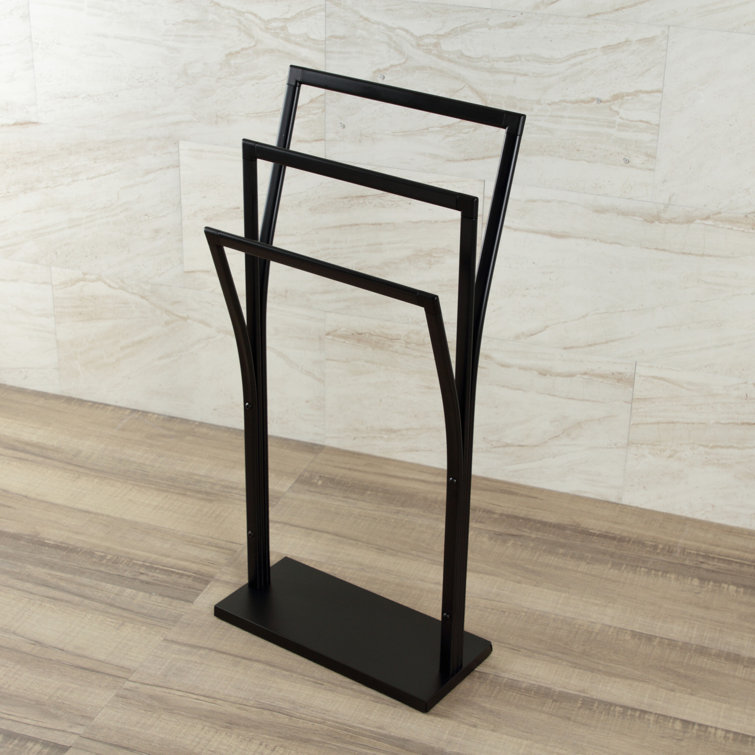 Matte Black Freestanding Y-Style Towel Rack with Triple Bars