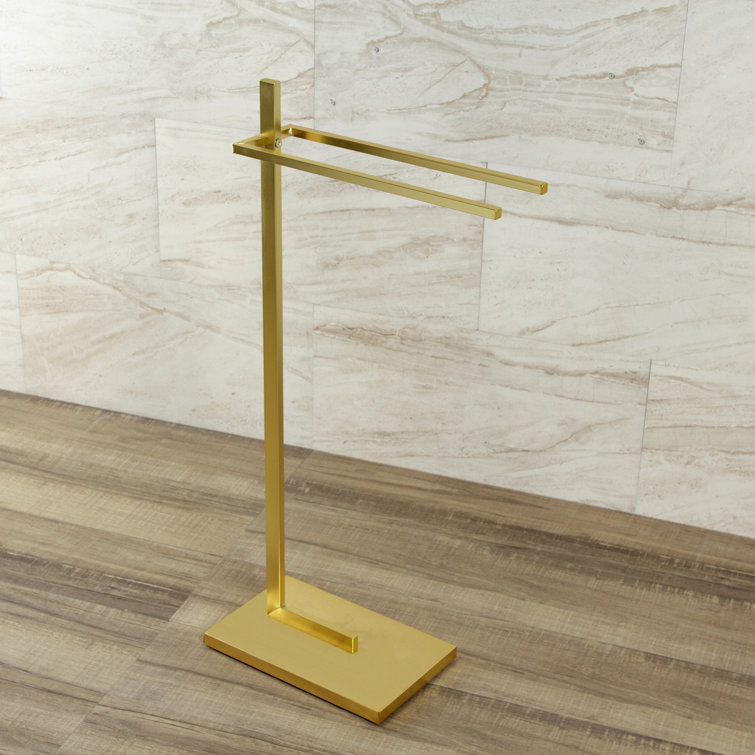 Brushed Brass Stainless Steel Freestanding Dual Towel Rack