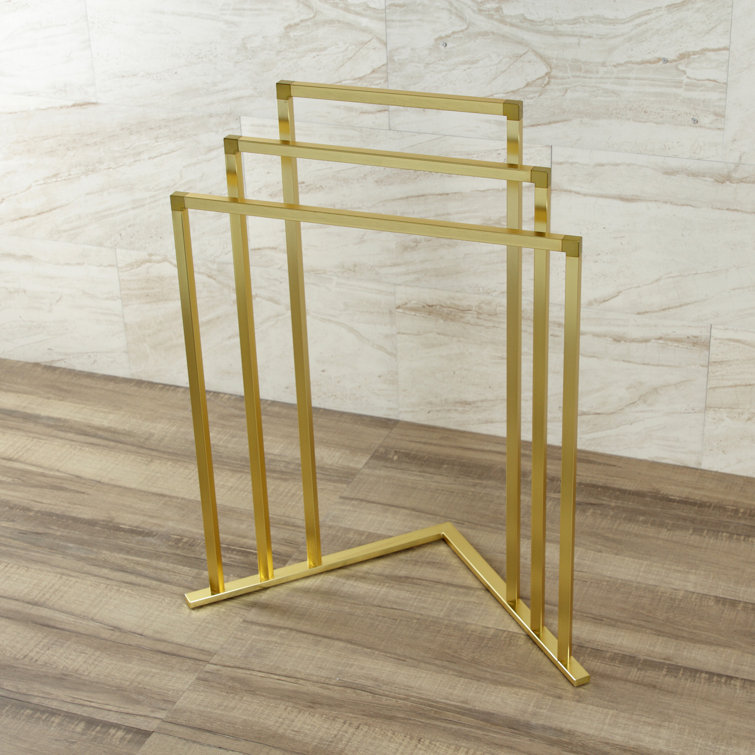Brushed Brass 3-Tier Freestanding Steel Towel Rack