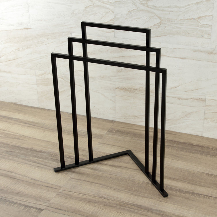 Matte Black Steel 3-Tier Freestanding Corner Towel Rack