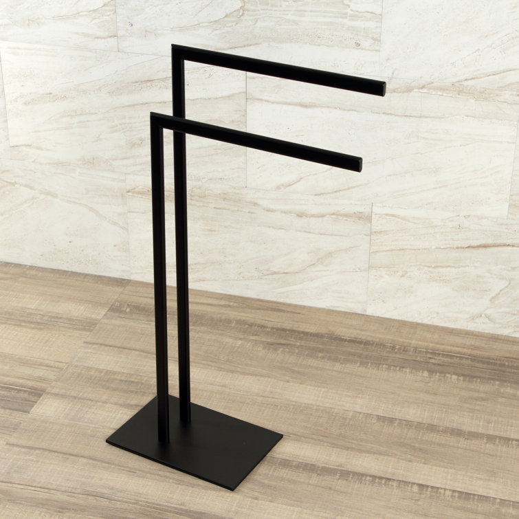 Matte Black Iron and Steel Dual Towel Rack