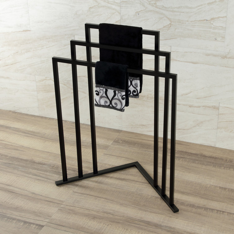 Matte Black Steel 3-Tier Freestanding Corner Towel Rack