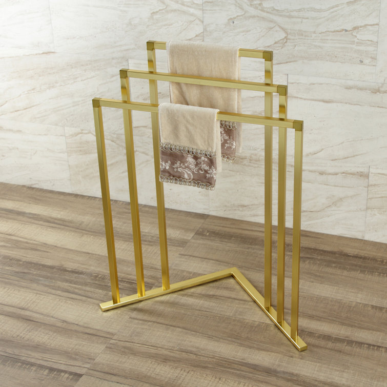 Brushed Brass 3-Tier Freestanding Steel Towel Rack
