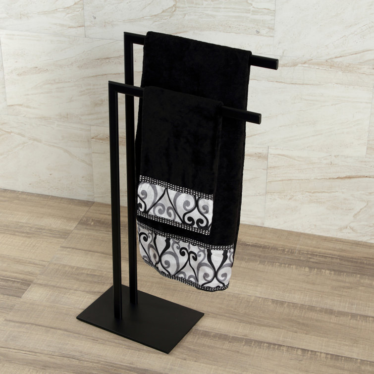 Matte Black Iron and Steel Dual Towel Rack