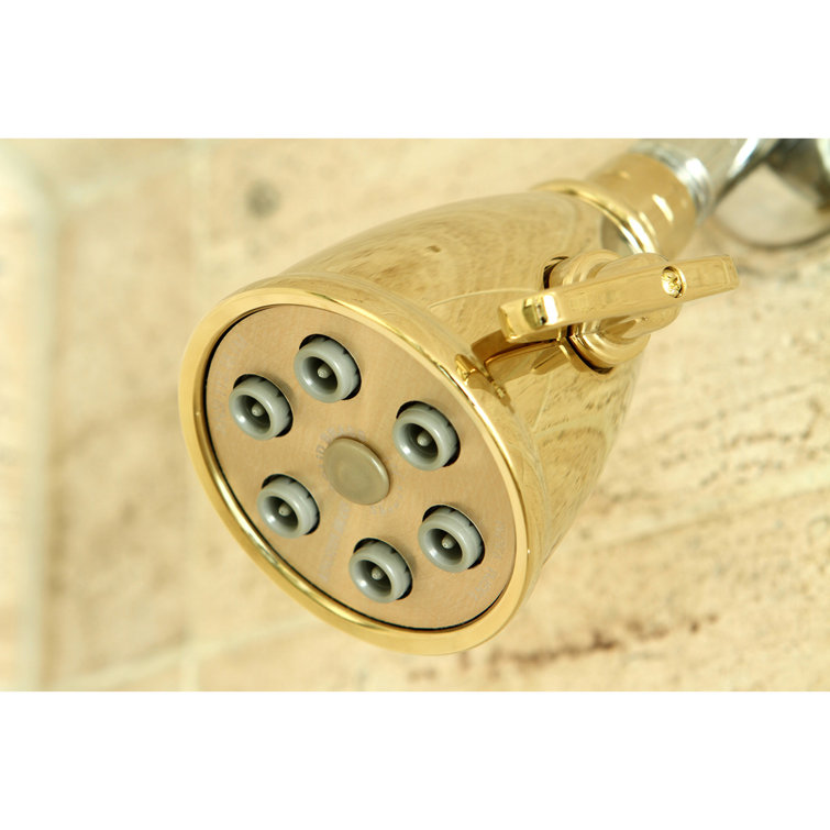 Polished Brass Adjustable Jet Spray Wall Mounted Shower Head