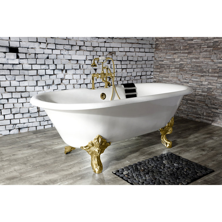 Vintage Polished Brass Clawfoot Tub Waste and Overflow Drain