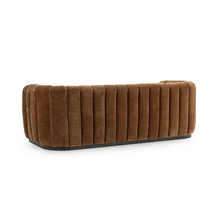 Bronze Velvet Tufted Sofa with Solid Wood Frame