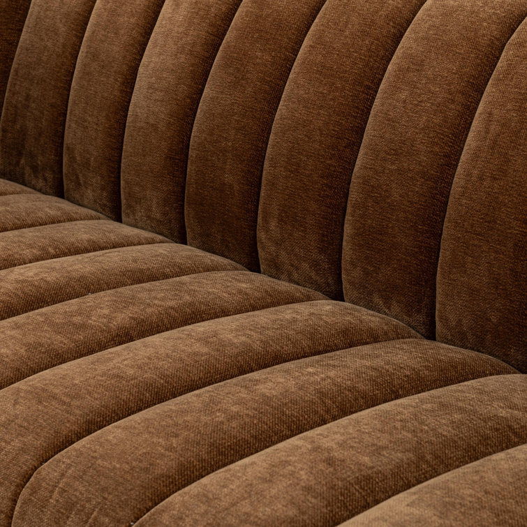Bronze Velvet Tufted Sofa with Solid Wood Frame