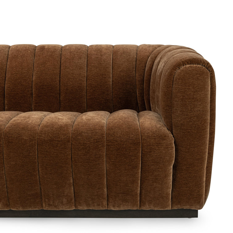 Bronze Velvet Tufted Sofa with Solid Wood Frame