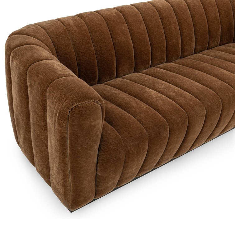 Bronze Velvet Tufted Sofa with Solid Wood Frame