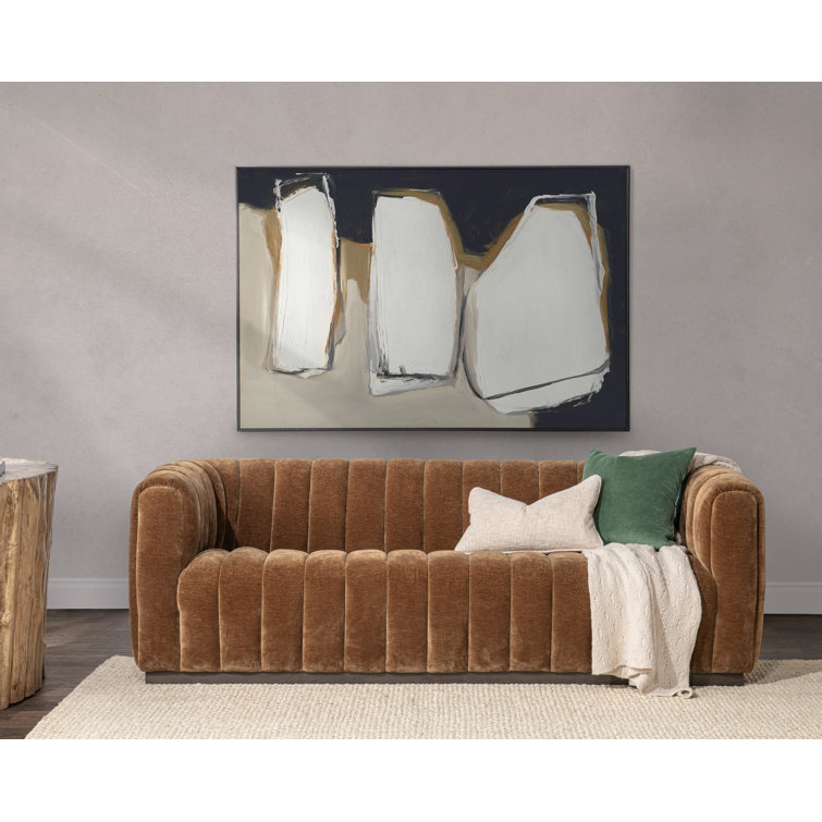 Bronze Velvet Tufted Sofa with Solid Wood Frame