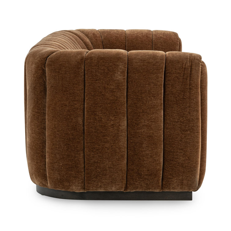 Bronze Velvet Tufted Sofa with Solid Wood Frame