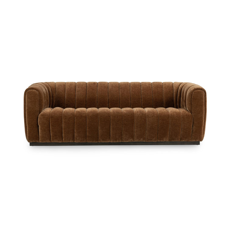 Bronze Velvet Tufted Sofa with Solid Wood Frame