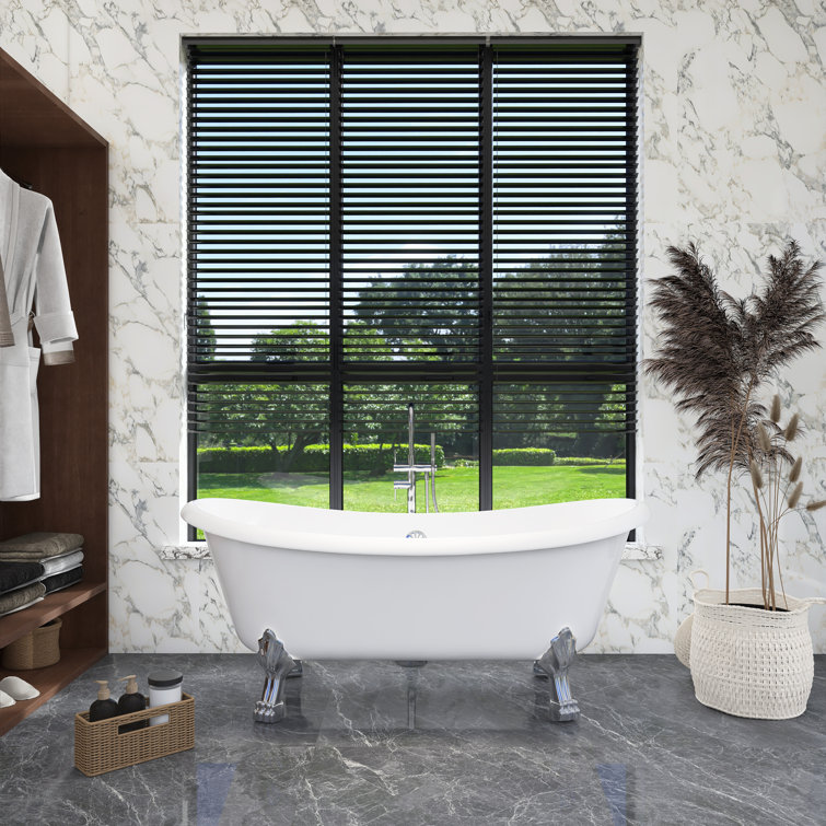66.3'' White Acrylic Clawfoot Freestanding Soaking Bathtub