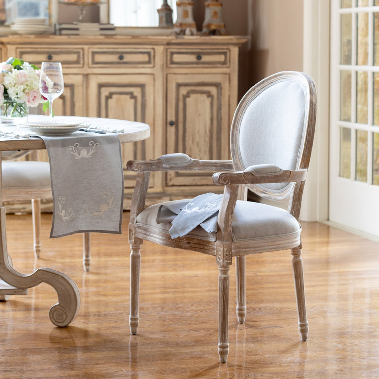 Gray Wood Upholstered Vintage Accent Chair
