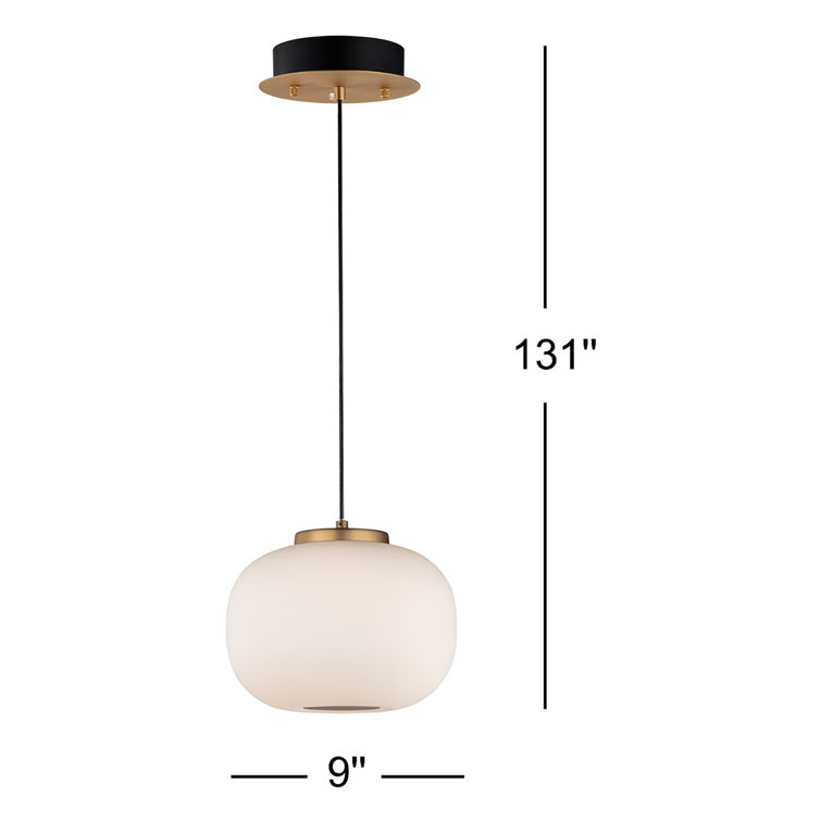 Soji 7.5" Black & Gold LED Glass Pendant Light