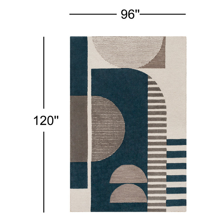 Modern Abstract Tufted Wool Blue & Taupe 8' x 10' Area Rug