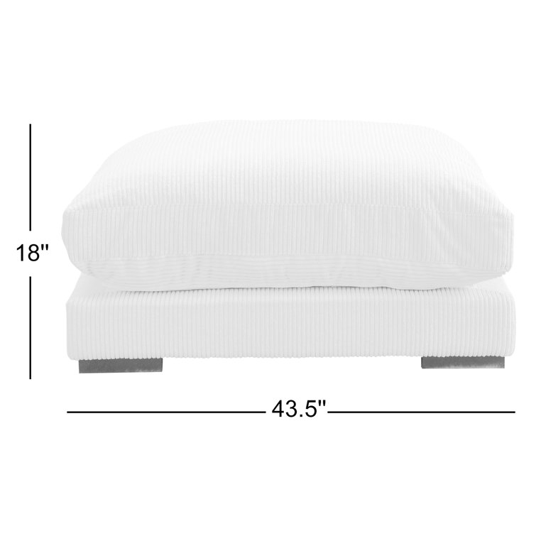Gray Polyester Upholstered Ottoman with Solid Wood Frame