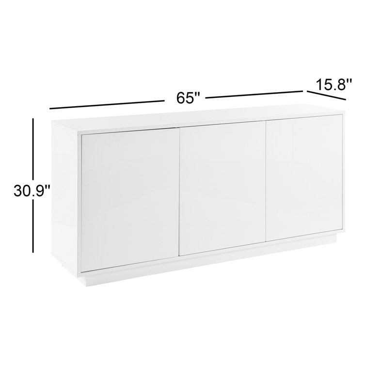 Carson 65'' White Minimalist Sideboard with Chrome Hardware