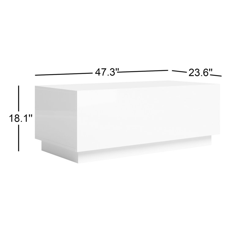 Gray Gloss Rectangular MDF Coffee Table with Storage