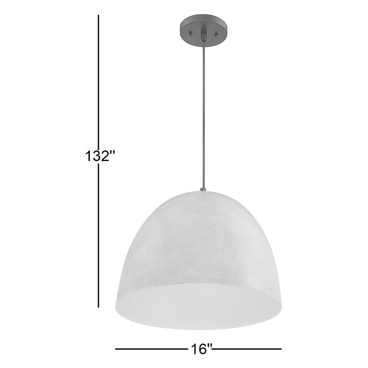 Meridian Rough Stone Bowl Pendant in Matte Black and Concrete