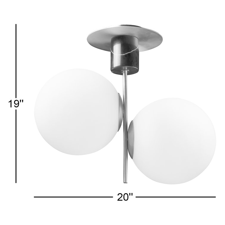 Scandinavian Mid-Century Modern Satin Brass & Black Globe Ceiling Light