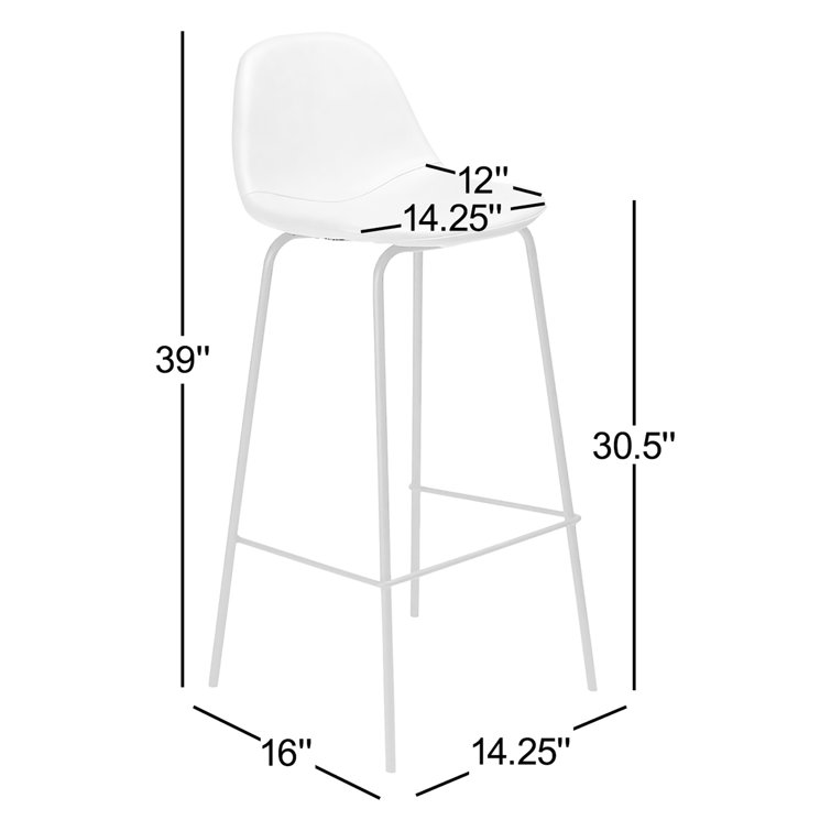 Maxine 30'' Black Matte Metal & Vegan Leather Barstool