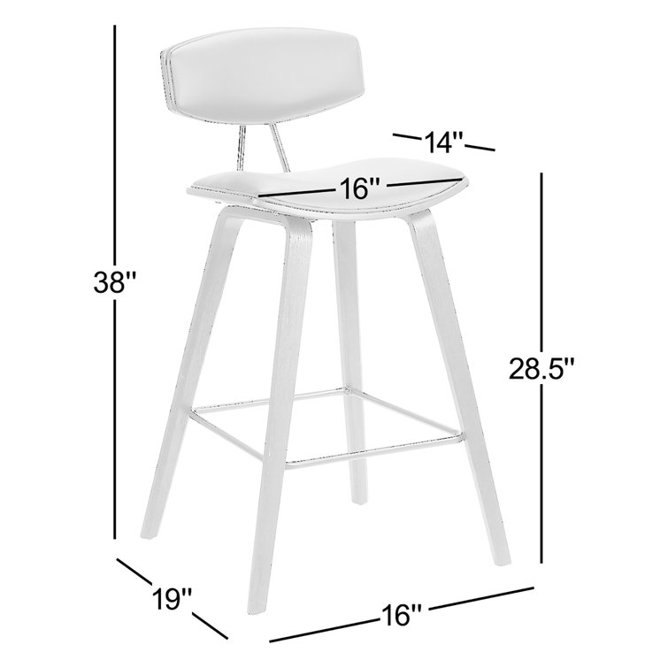 Fox Mid-Century Modern Gray Faux Leather & Brushed Black Wood Barstool